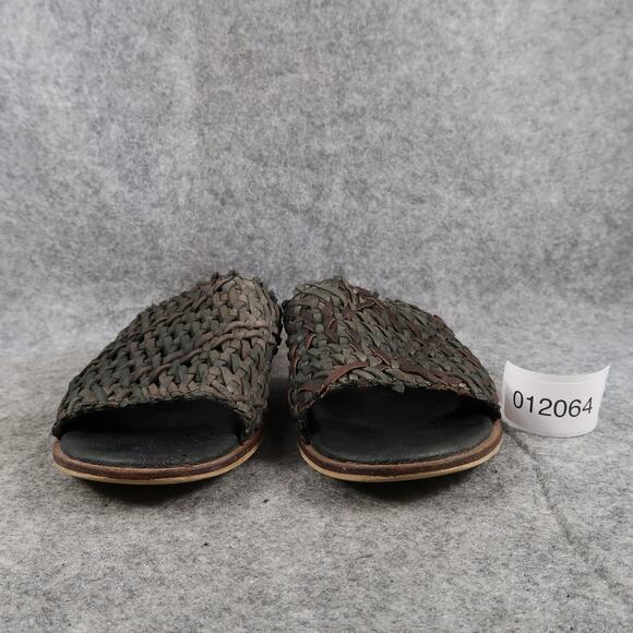 Casual Shoes Womens 7 Sandals Slides Woven Leather Slip On Flat Open Toe Boho - Picture 2 of 10